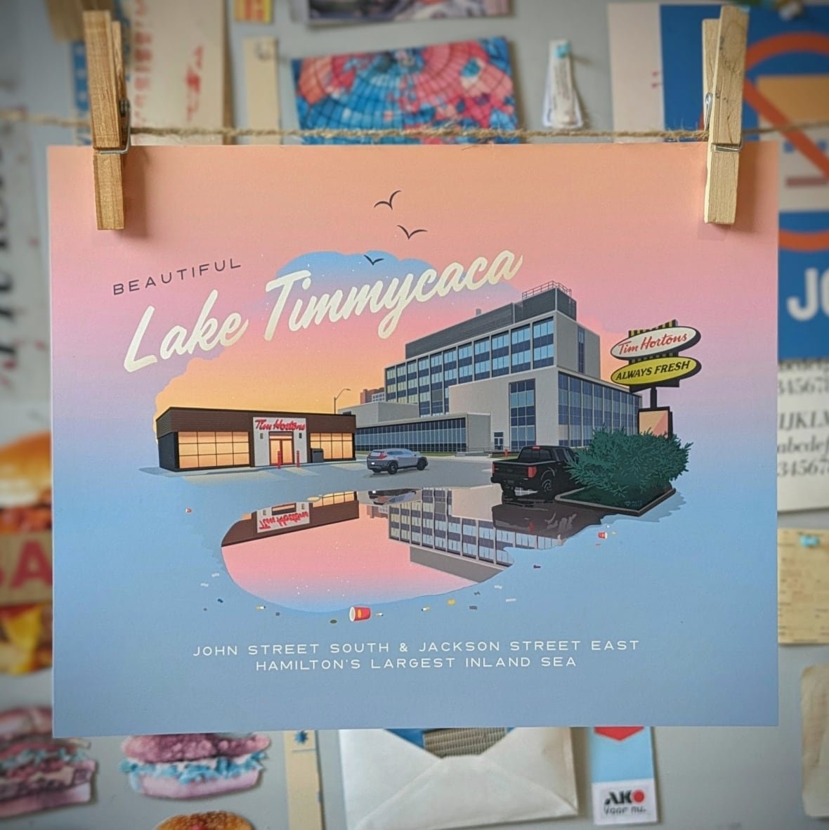 lake-timmycaca illustration of tim hortons and puddle