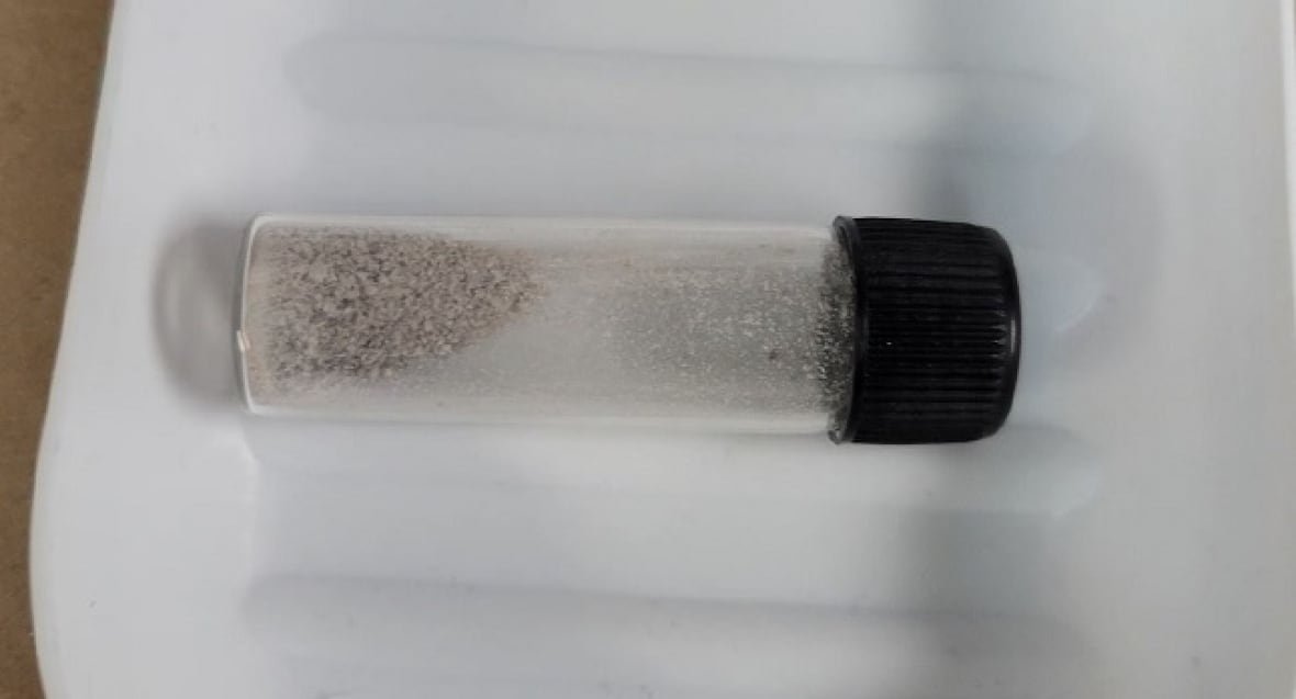 vial-of-fentanyl A vial containing a granulated powder.