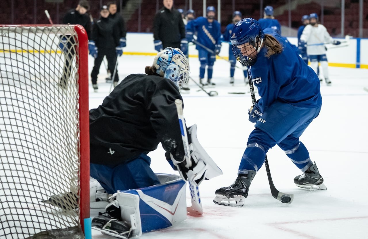 Hockey practice for professional women's hockey league