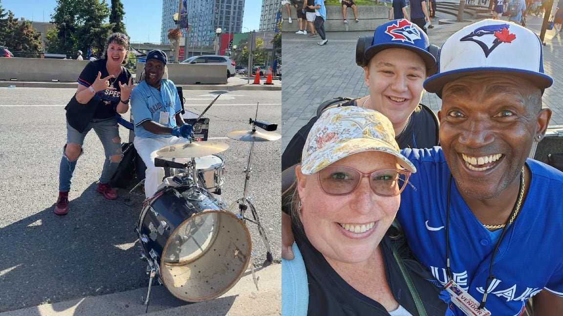 Fans with drummer.