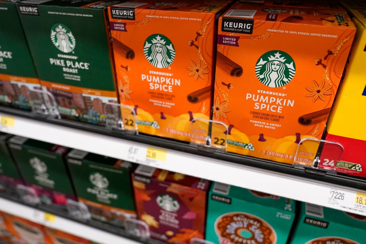 default-105 Starbucks' Pumpkin Spice coffee pods are displayed at a Target store